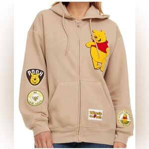 Winnie the Pooh Tan Hoodie with Patches